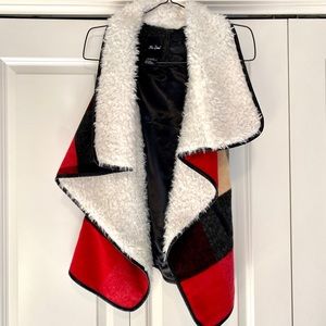 Me Jane Sherpa Buffalo plaid vest